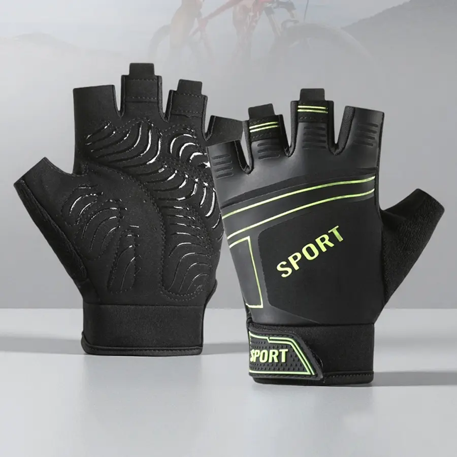 Breathable Half Finger Cycling Gloves, Shock Absorbing Anti-Slip Padded Workout Gloves, Prevent Calluses for Mountain Biking, Road Cycling and Gym Fitness Training
