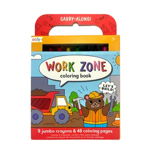 Carry Along! Coloring Book and Crayon Set - Work Zone - Set of 9 Crayons