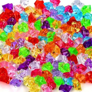 180-190pcs Multicolored Acrylic Fake Gems, Crushed Ice Rocks, Plastic Gems Jewels for Vase Fillers, Table Scatter, Sensory Bin Filler, Photo Props Christmas Decor, Decoration Wedding Display