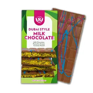 IT'SUGAR Dubai Style Bar Milk Chocolate 7oz - Smooth Creamy Texture Bold Packaging Luxury Snack Dessert Bonbon with Pistachio Cream Crunchy Krelli