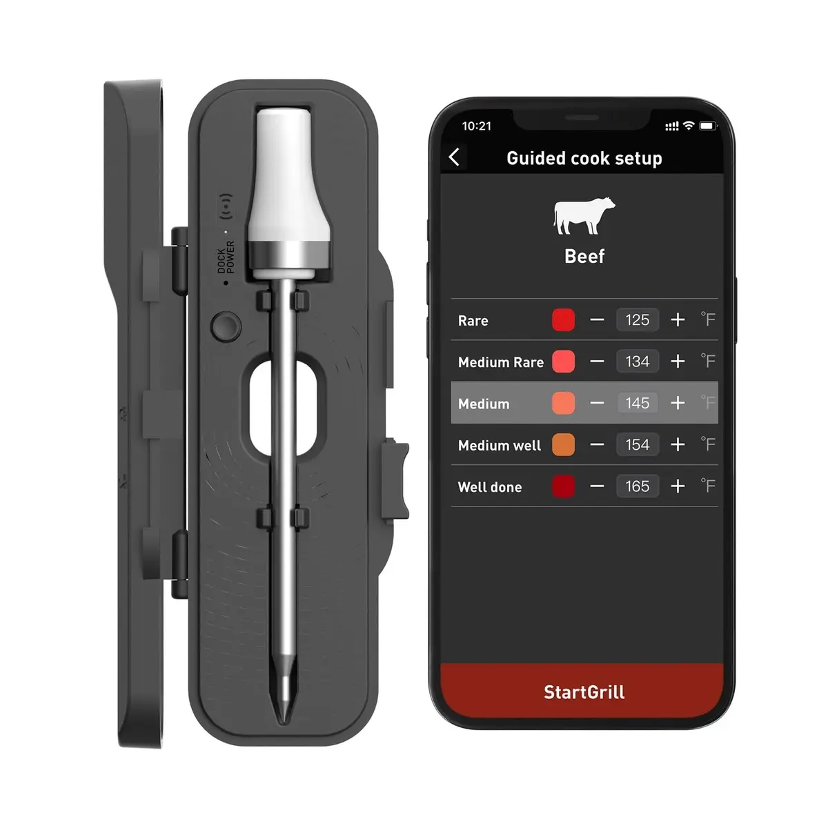 Wireless Probe Meat Thermometer with Ceramic Handle for Grilling and Smoking Meat - Kitchen