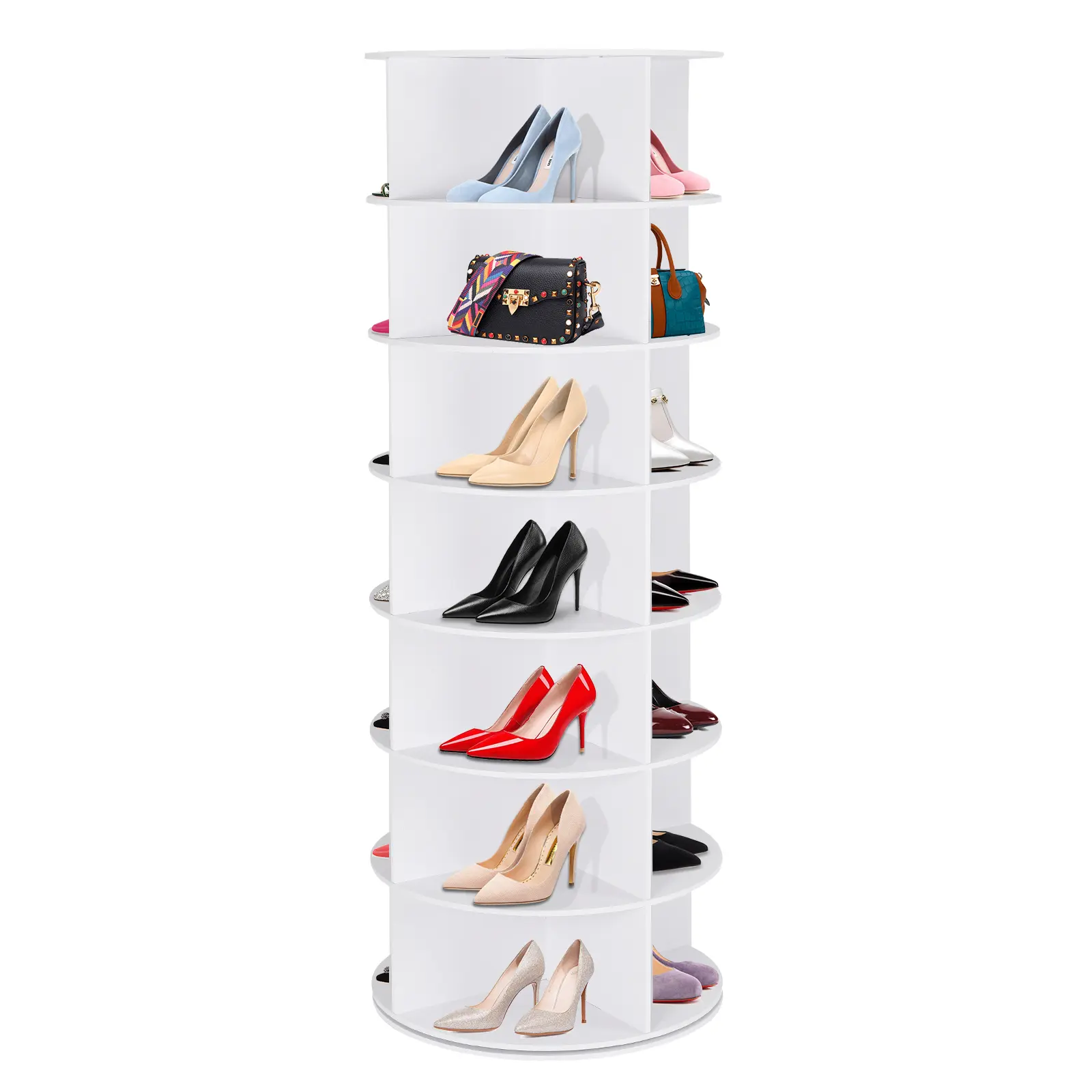 FASTWING 7-Tier 360° Rotating Shoe Rack Organizer, Round Indoor Hallway Furniture for Entryway, Living Room Shelves & Racks