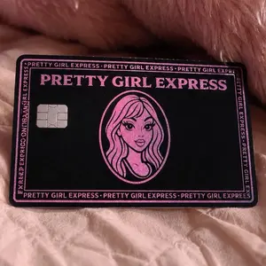 Pretty Girl Express Glitter Pink Credit Card Skin Debit Card Cover Decal Cute Glam Card Wrap for Women Stylish Accessory