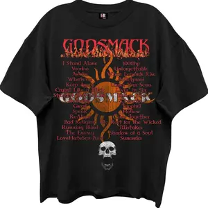 Skull & Song Titles Vintage T-shirt Aesthetic Boho Graphic Metal Rock Tshirt Rock 90s Tee Top Womenswear Streetwear Summer