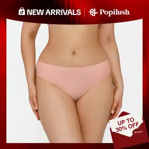 Popilush Women's Seamless Quick  Dry Bikini Style Panty High-Stretch Invisible Line Breathable Solid Color Underwear Perfect for Swim Beach Daily Wear