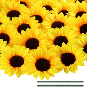 20pcs Fake Sunflower Heads, 4 Inch Artificial Silk Flowers, Decorative Artificial Flowers, Party Decor, Baby Shower, Wedding Crafts, Home Decoration, Versatile Use
