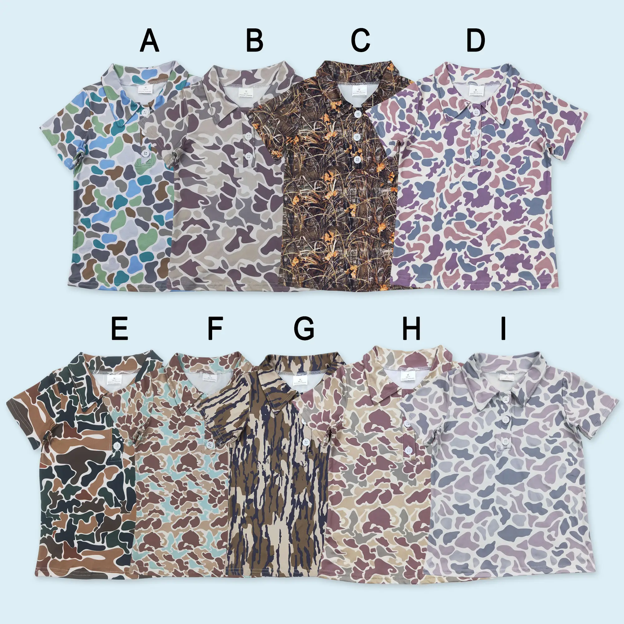 Kids boy camouflage summer polo shirt