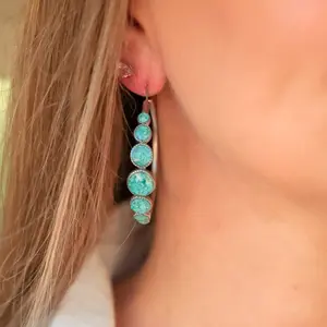The Lillie Hoops - Crushed Turquoise Western Earrings