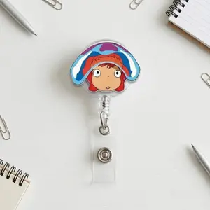 Anime Fish Girl Badge Reel, Acrylic Retractable ID Holder Ocean Character Clip