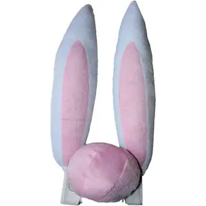 BinaryABC Car Rabbit Bunny Ears with Nose,Easter Bunny Car Decor Kit,Easter Vehicle Decorations Accessories
