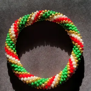 Christmas bead crochet bracelet