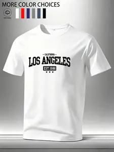 Men's 100% Cotton Graphic Print Short Sleeve T-Shirt, Casual Loose-Fitting Long Top, Y2K Streetwear Retro Style, Daily Wear Clothing