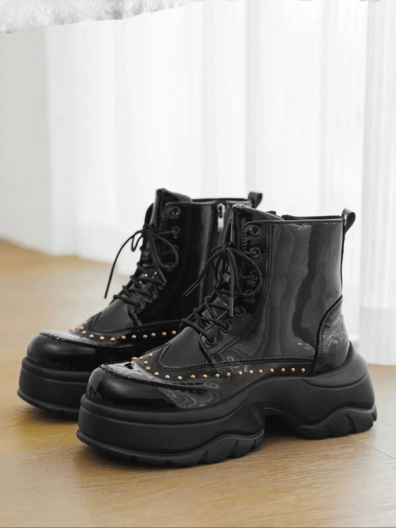 Men's Fashionable Boots Autumn Winter New Style PU Leather Rubber Mid-Calf Punk Baroque Pattern Waterproof Anti-Slip Durable Casual Shoes Footwear Trudge Boots