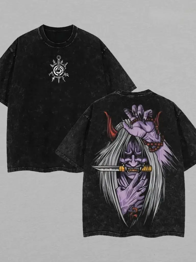 [BT] Minato Reaper Death Seal - Shinigami Anime Double Printed Vintage Washed graphic Tee Unisex Oversize Anime Manga Washed Heavyweight Cotton T-shirt, Gift For Anime Fan, Anime Lover Streetwear Crewneck Oversized Oversized