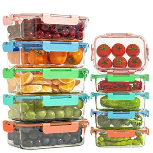 10 Pack Glass Food Storage Containers with Airtight Lids, Glass Meal Prep Containers, Lunch Office Meal for Microwave, Oven, Freezer and Dishwasher, BPA Free conteiner ware nontoxic Stackable Set box snackle storage box Glass Storage Containers kitchen de