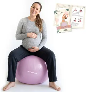 Trideer Pregnancy Ball Birthing Ball, 1.7mm Extra Thick Yoga Ball for Maternity, Labor Birth, Exercise, Physio, Recovery Guide & Baby Memory Book Included, 440LB Anti-Burst & Non-Slip Stability Ball