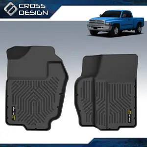 CROSSDESIGN TPE Floor Mats Protection Liners Fit For 94-01 Ram 1500/94-02 Ram 2500 3500 Front & 2nd Row, Anti-Slip TPE Waterpoof All Weather Liner 3-pc Black Upgrade version