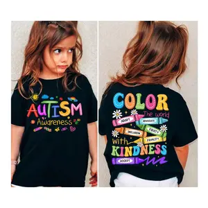 Girls Autism Shirt: 2- Sided, Autism Awareness Teens Tee, Special Education Shirt, Neurodiversity Shirt, Brushstroke Autistic Boy Girls Shirt