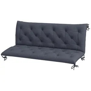 3 Seater Outdoor Bench Cushion Tufted Patio Swing Chair Cushion with Ties and Thick Foam Filling for Sofa Bench, Dark Gray