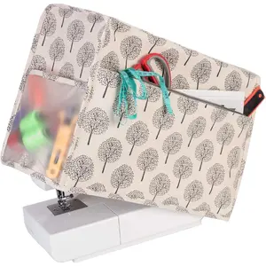 Sewing Machine Protective Dust Cover with Pockets for Most Standard Sewing Machines and Accessories, Tree