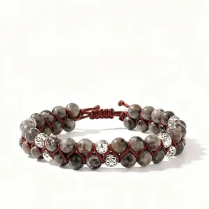 Men's UV Light Glowing Natural Bead & Flame Stone Hand Jewelry Bracelet, Fengshui Home Decor Ornament