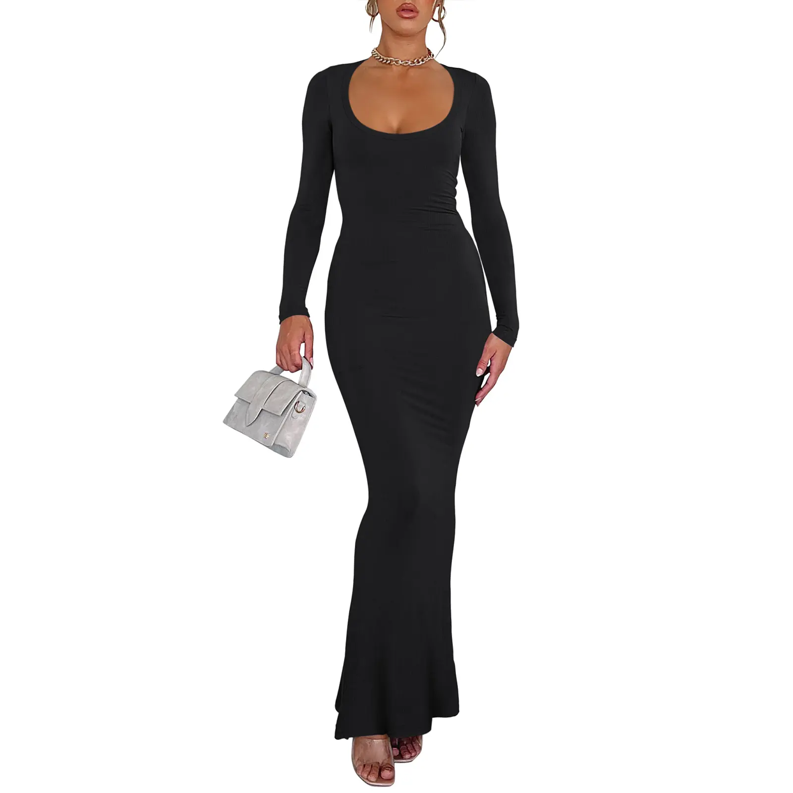 REORIA Women's Sexy Scoop Neck Long Sleeve Lounge Long Dress Summer Ribbed Bodycon Maxi Dresses Fall Winter Layer Casual Fabric - TikTok Shop REORIA Women's Sexy Scoop Neck Long Sleeve Lounge Long Dress Summer Ribbed Bodycon Maxi Dresses Fall Winter Layer Casual Fabric - TikTok Shop