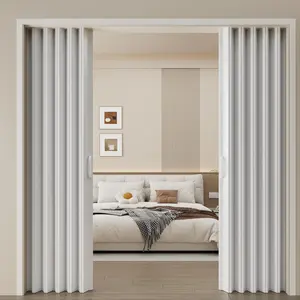 59“ X 78” White PVC Accordion Door, Folding Accordion Doors, Bifold Portable Interior Folding Door with Mounting Hardware, Handle, for Closet Bathroom Doorways