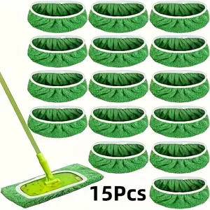 15 reusable mop replacement pads, flat-surface floor mop cloth, machine washable and durable replacement mop cloth, high absorbency and water absorption, suitable for both dry and wet use, easy to clean, cleaning products (not including mops)