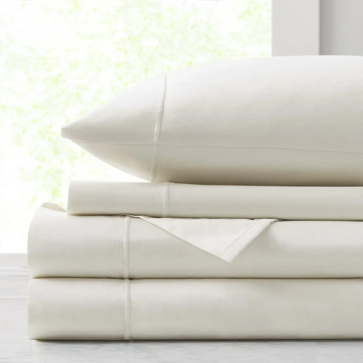 360 Stand Luxury 500TC Egyptian Cotton Sateen Weave High Thread Count Bedsheet Set - Ivory, 102x108x0.13 in California King Size for California King Beds, Bedsheet Sets, Luxurious Beddings, Silky Bed Sheets, Environmental Production