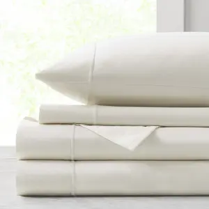 360 Stand Luxury 500TC Egyptian Cotton Sateen Weave High Thread Count Bedsheet Set - Ivory, 102x108x0.13 in California King Size for California King Beds, Bedsheet Sets
