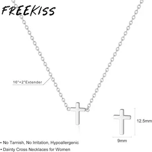 Dearmay Cross Necklace for Women Dainty  Gold Color Silver Choker Necklace Gift for Easte Cute Tiny Cross Pendant  Simple Small Necklaces for Women Greenish Spring