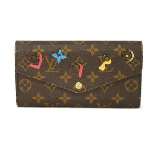 Pre-owned Louis Vuitton Canvas Small Leather Goods Portefeuille Sarah Monogram Long Wallet