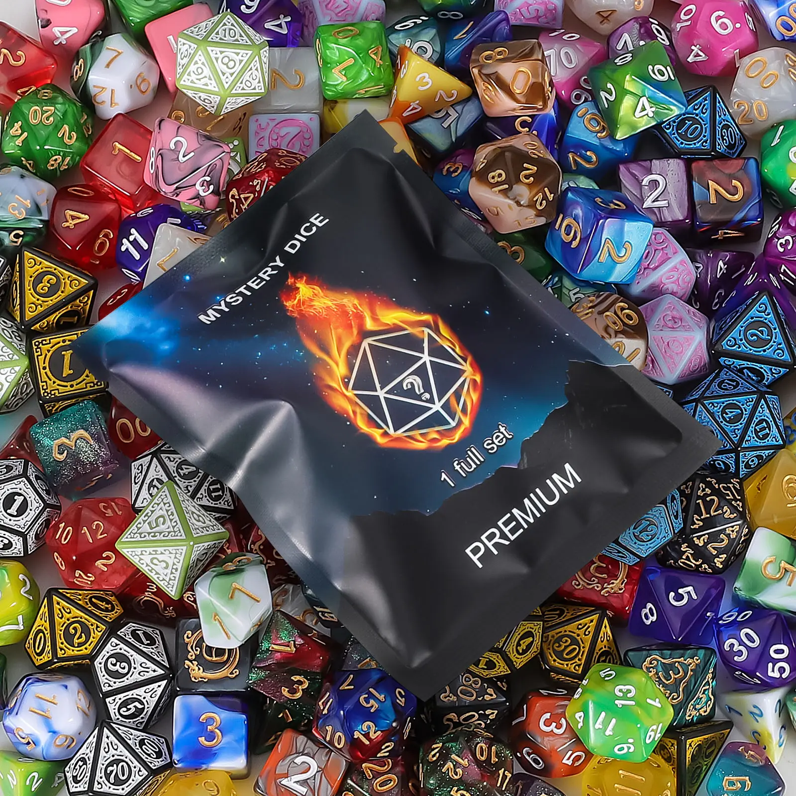 Mystery Dice Set Bag, Various Styles Polyhedral Dice, Random D&D Dice Patterns & Dice Bag, Perfect Gift , Great for Dungeons and Dragons, RPG, MTG,Rol