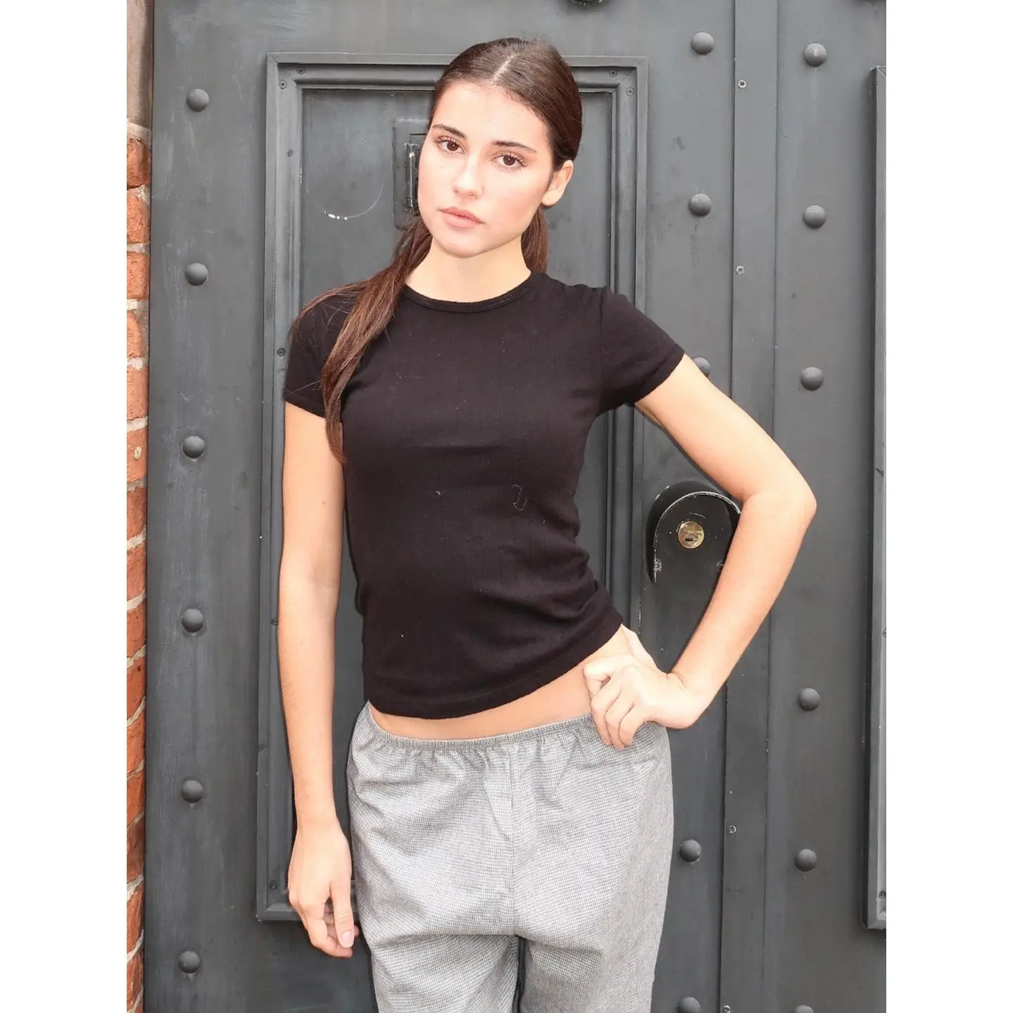 The Pointelle Baby Tee in Jet