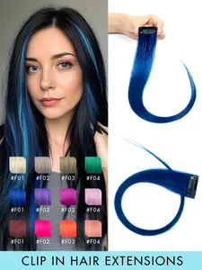 1 Piece Clip-in Hair Extensions, 16 Inch, Real Human Hair, Colorful Hair Extensions, Rainbow Color Party Highlight Straight Hair Pieces, Multiple Colors Available, Easy to Wear, Adds Hair Volume, Perfect for Dates, Parties and Cosplay