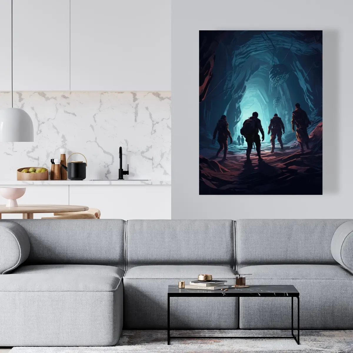 Pictorem C1RC3648R6SYG0 36 x 48 in. Secret Society Turquoise Canvas Wall Art - Unique Home Decor Art