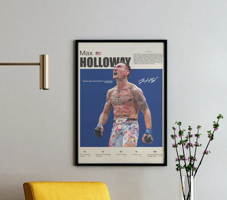 Max Holloway Poster, UFC Wall Art, Holloway Fan Gift, Sports Room Decor - Unframed