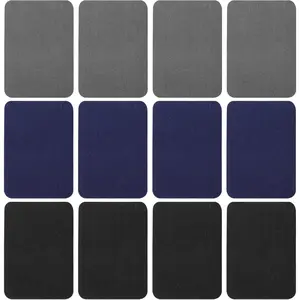 12 count Fabric Repair Patches, 4 x 3 Inches Cotton Iron on Patches for Clothing Inside & Outside Repair, Fabric Patches Iron on for Denim Jean Clothes Repair Decorating Kit (Black, Blue, Grey)