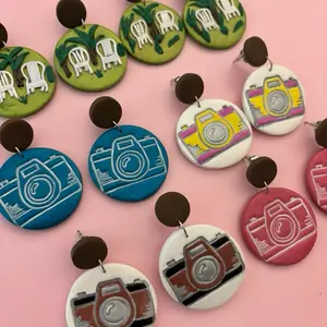 Camera Earrings - Colorful Camera Design Earrings
