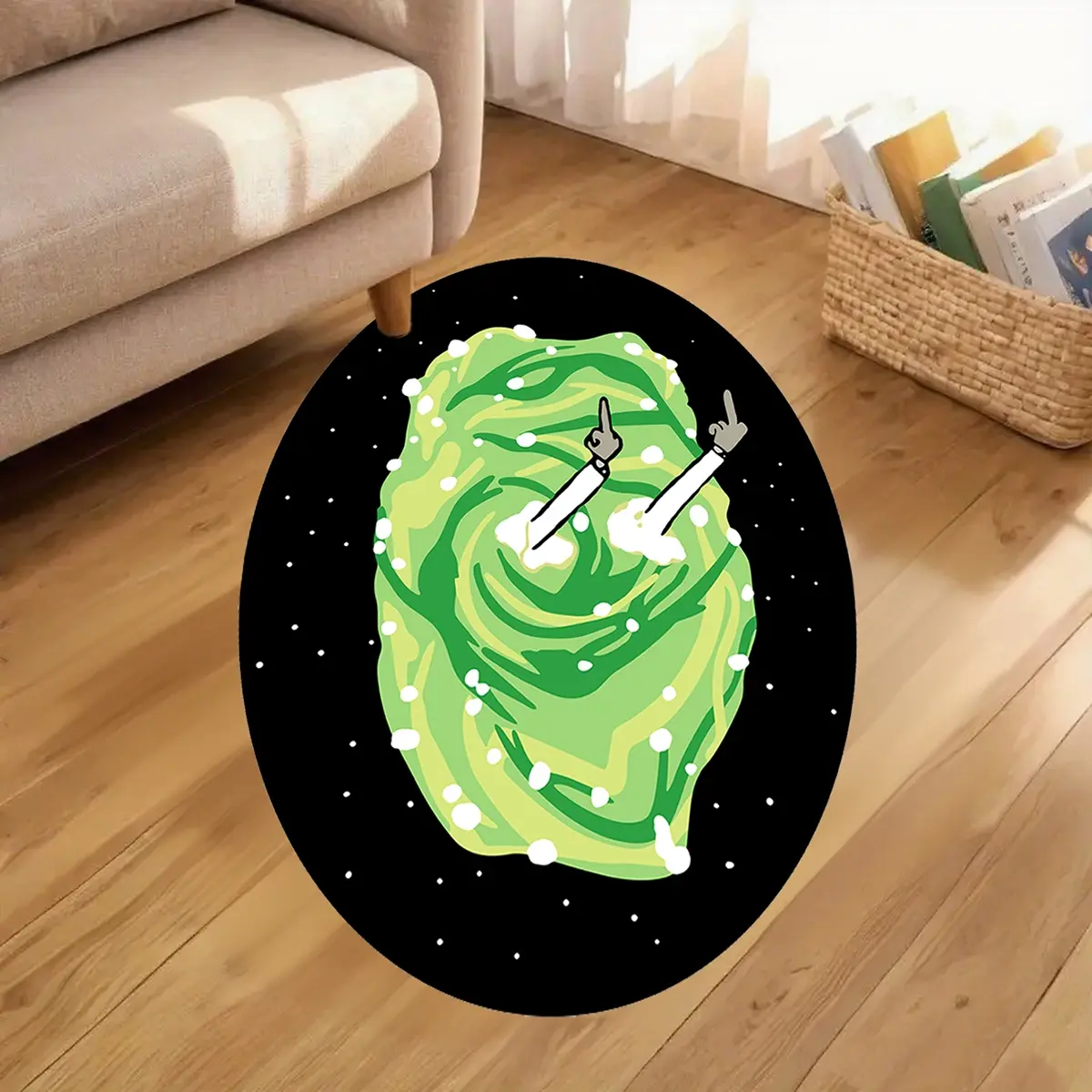 Spiral Cartoon Middle Finger Rug, Anime Peripheral Funny Design, Bedroom Game Room Decorative Mat, Casual Style Floor Pad, Cartoon Pattern Rug, Home Supplies Rug, Polyester Fiber Rug, Decorative Rugs