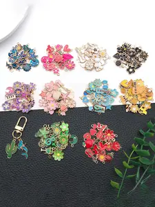 Mixed Color Cute Enamel Bulk Flower & Heart & Star Design Charms, Bangle Charms, Fashionable DIY Jewelry Accessories for Bracelet & Necklace & Earrings Making