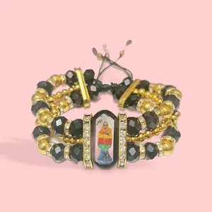 Santa Muerte crystal bracelet black