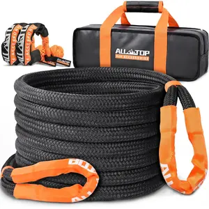 Kinetic Recovery Rope - 1in x 20ft - 48,000 Lbs - Black w/ Shackles