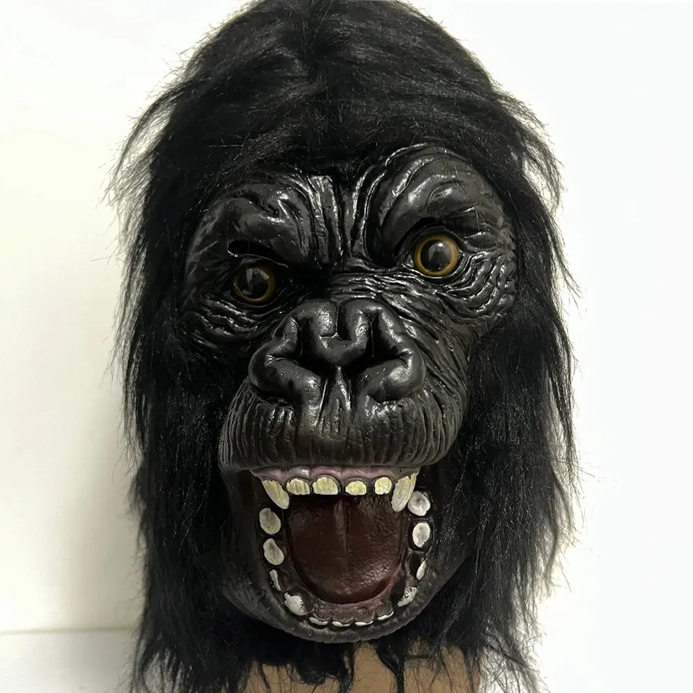 Black Realistic Gorilla Latex Mask for Halloween Party Cosplay Costume Prop Full Face Animal Headgear