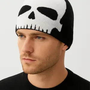 Skull Beanie Hat for Men, Women, Funny Warm Stretchy Winter Beanie Hat, Soft Crochet Beanie Hat for Adults Halloween Christmas, Jack,Gift Halloween & Christmas