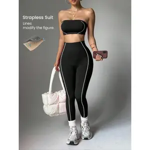 Two Piece Set Women's Seamless Yoga Sportswear Set, Crop Top + Tight Pants, Anti-Slip Silicone Design, Breathable Comfort, Ideal for Gym Running Yoga