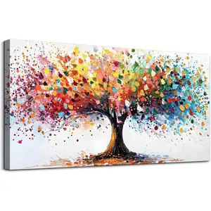 Lapremoly Large Wall Art For Living Room Abstract Wall Decor For Office Colorful Tree Landscape Wall Painting Bedroom Home Decorations Modern Framed Canvas Prints Posters Mural Artwork Hang Easy