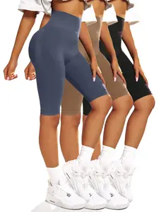 Women's High-Waisted Stretch Shorts, Moisture-Wicking, Butt-Lifting, Plain Design, Ideal for Gym, Running, Yoga, All Seasons