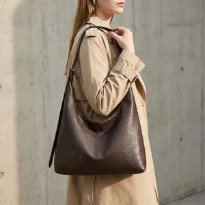 Women's Solid Color PU Leather Large-Capacity Shoulder-Crossbody Bag - High-Quality Daily Commuting & Fashionable Shopping Accessory