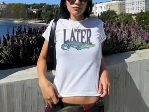 Later Gator Vintage 90s Y2K Baby Tee, Graphic Alligator Print, Retro Style